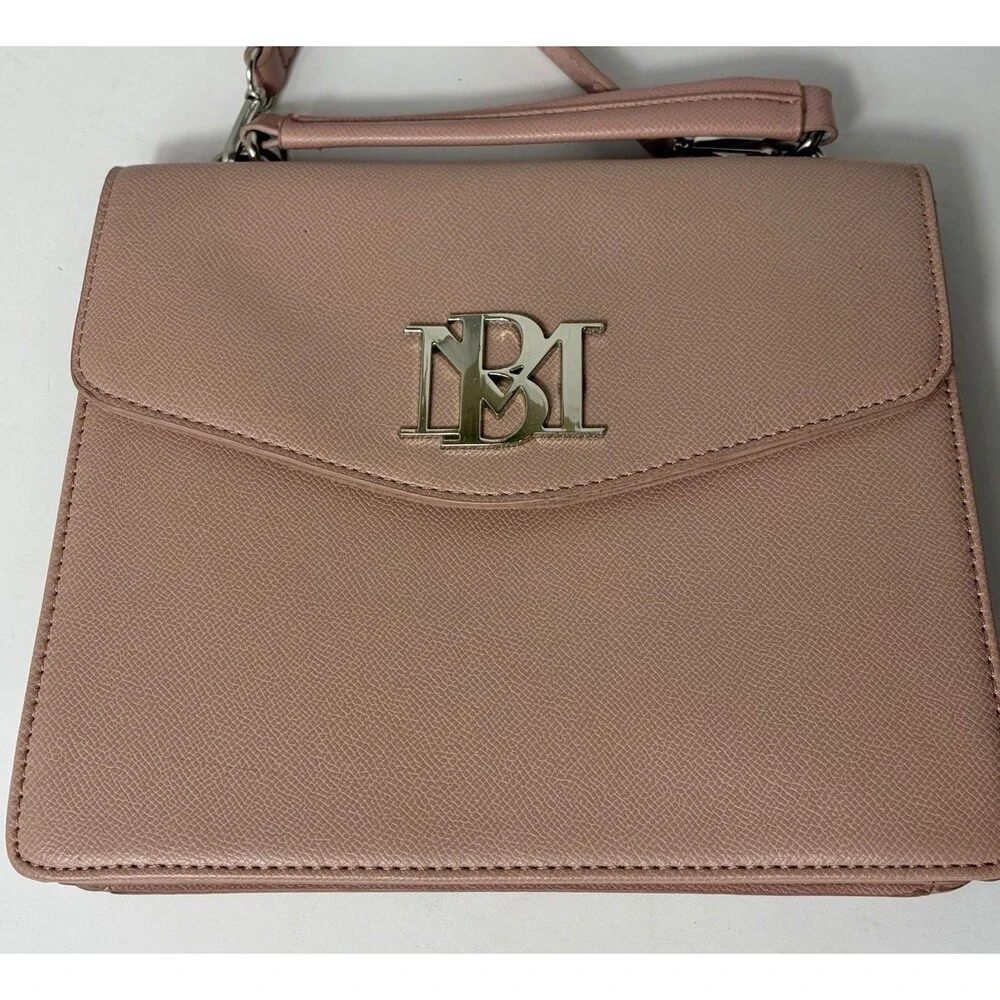 Badgley Mischka Crossbody Handle Vegan Leather Bag Purse Blush Color Light Pink
